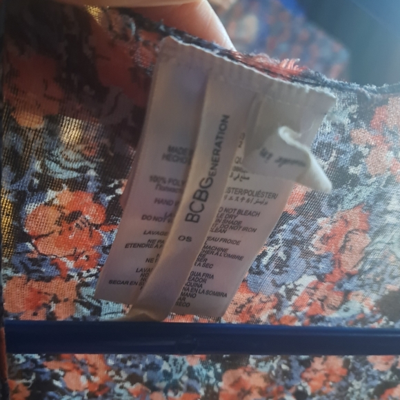 2/$25 Sheer Floral printed Boho Fairy Cottage style Kimono beaded fringe - Picture 5 of 5